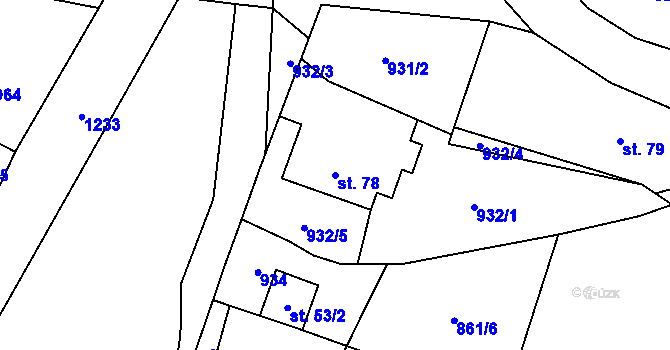 Parcela st. 78 v KÚ České Lhotice, Katastrální mapa