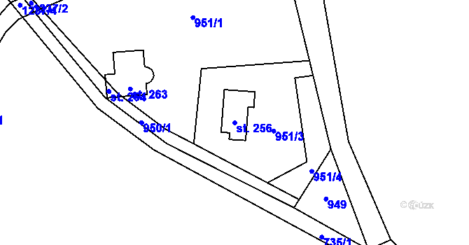 Parcela st. 256 v KÚ České Lhotice, Katastrální mapa