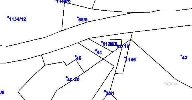 Parcela st. 44 v KÚ České Lhotice, Katastrální mapa