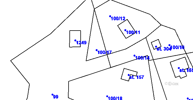 Parcela st. 100/17 v KÚ České Lhotice, Katastrální mapa