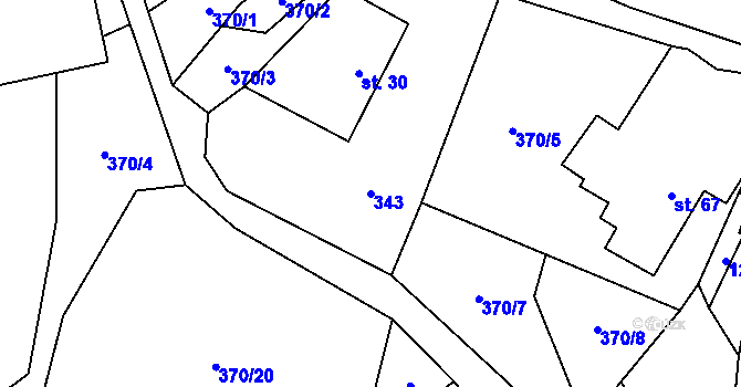 Parcela st. 343 v KÚ České Lhotice, Katastrální mapa