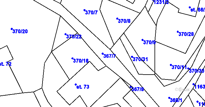 Parcela st. 367/7 v KÚ České Lhotice, Katastrální mapa