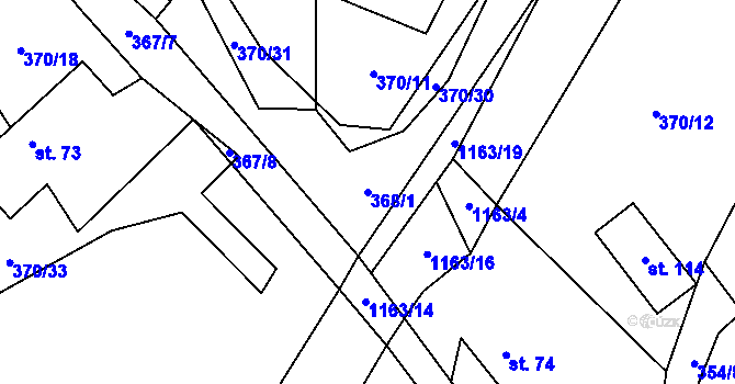 Parcela st. 368/1 v KÚ České Lhotice, Katastrální mapa