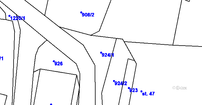 Parcela st. 924/1 v KÚ České Lhotice, Katastrální mapa