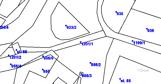 Parcela st. 1201/1 v KÚ České Lhotice, Katastrální mapa