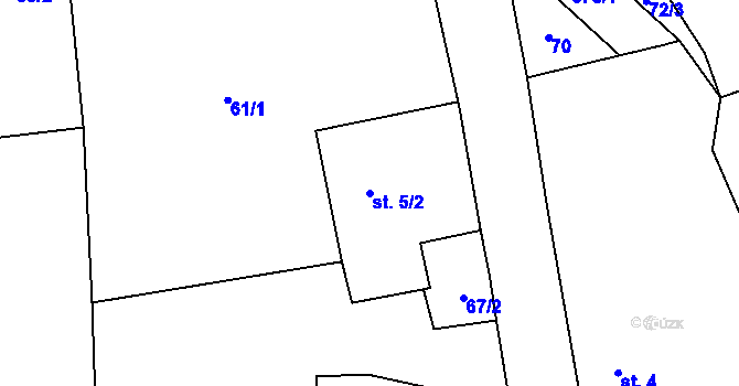 Parcela st. 5/2 v KÚ Hodonín u Nasavrk, Katastrální mapa