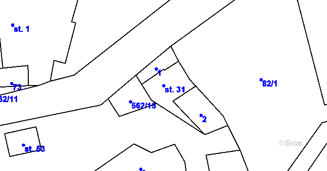 Parcela st. 31 v KÚ Hodonín u Nasavrk, Katastrální mapa