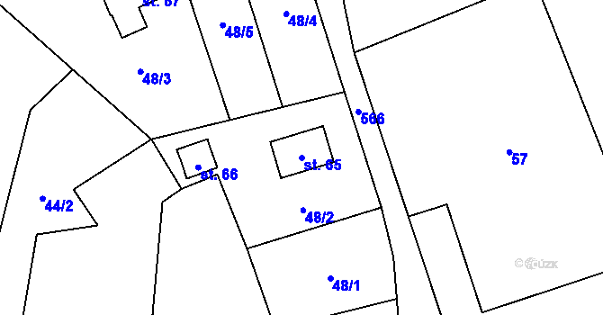 Parcela st. 65 v KÚ Hodonín u Nasavrk, Katastrální mapa