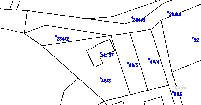 Parcela st. 67 v KÚ Hodonín u Nasavrk, Katastrální mapa