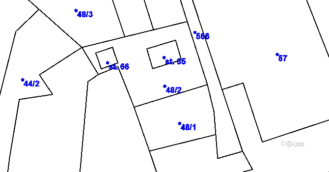Parcela st. 48/2 v KÚ Hodonín u Nasavrk, Katastrální mapa
