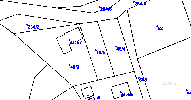 Parcela st. 48/5 v KÚ Hodonín u Nasavrk, Katastrální mapa
