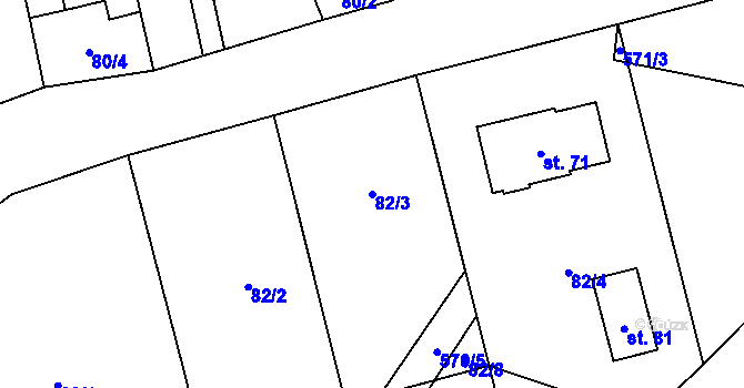 Parcela st. 82/3 v KÚ Hodonín u Nasavrk, Katastrální mapa