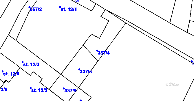 Parcela st. 337/4 v KÚ Hodonín u Nasavrk, Katastrální mapa