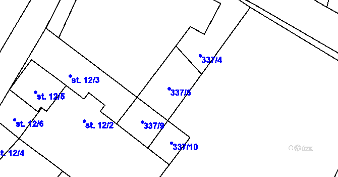 Parcela st. 337/5 v KÚ Hodonín u Nasavrk, Katastrální mapa