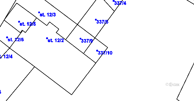 Parcela st. 337/10 v KÚ Hodonín u Nasavrk, Katastrální mapa