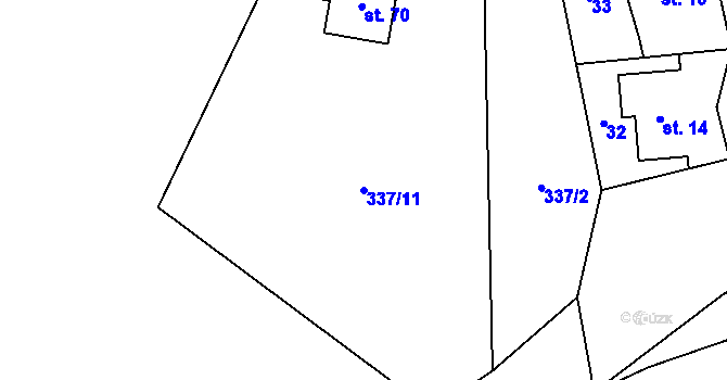 Parcela st. 337/11 v KÚ Hodonín u Nasavrk, Katastrální mapa