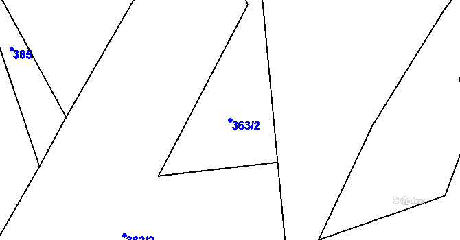Parcela st. 363/2 v KÚ Hodonín u Nasavrk, Katastrální mapa