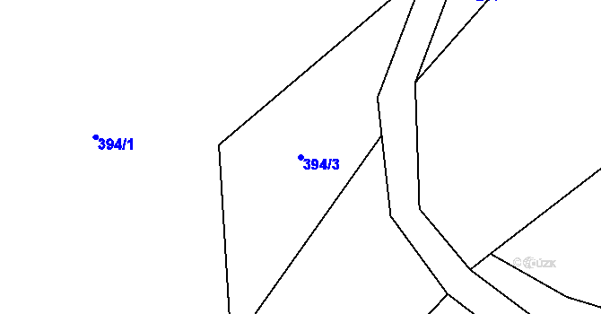 Parcela st. 394/3 v KÚ Hodonín u Nasavrk, Katastrální mapa