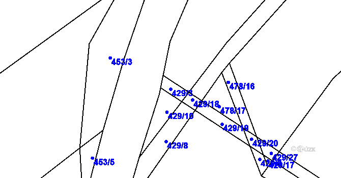 Parcela st. 429/3 v KÚ Hodonín u Nasavrk, Katastrální mapa