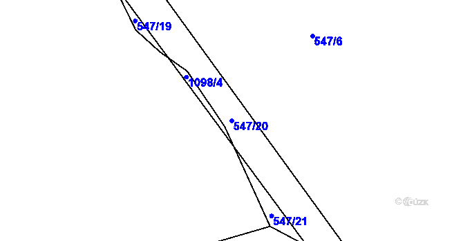 Parcela st. 547/20 v KÚ Hodonín u Nasavrk, Katastrální mapa