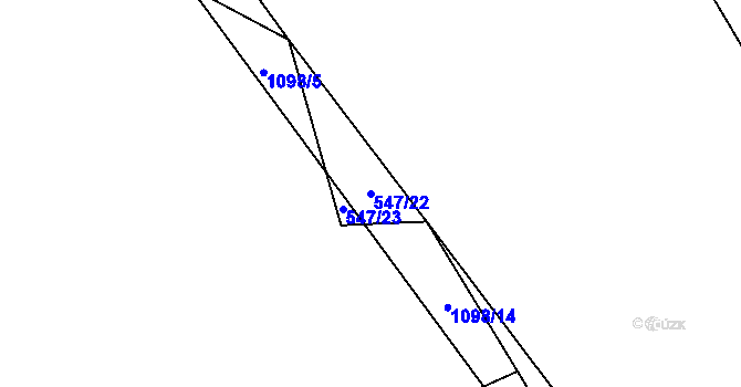 Parcela st. 547/22 v KÚ Hodonín u Nasavrk, Katastrální mapa