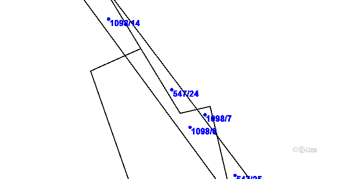 Parcela st. 547/24 v KÚ Hodonín u Nasavrk, Katastrální mapa