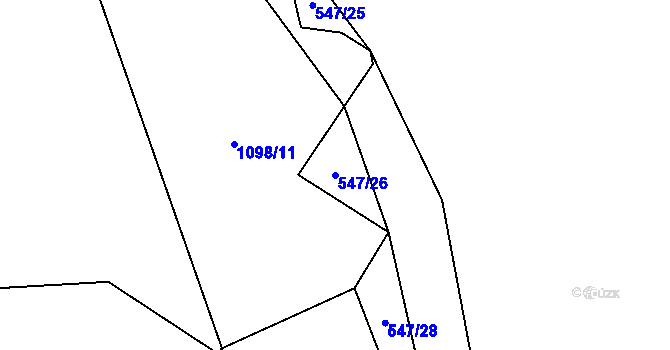 Parcela st. 547/26 v KÚ Hodonín u Nasavrk, Katastrální mapa