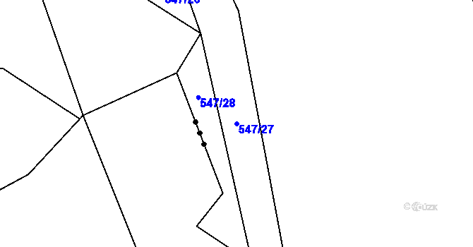 Parcela st. 547/27 v KÚ Hodonín u Nasavrk, Katastrální mapa