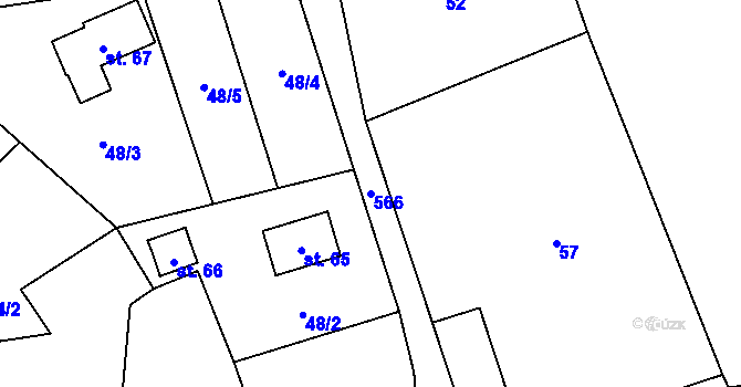 Parcela st. 566 v KÚ Hodonín u Nasavrk, Katastrální mapa