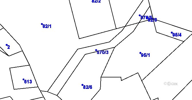Parcela st. 570/3 v KÚ Hodonín u Nasavrk, Katastrální mapa