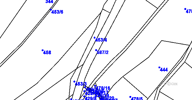 Parcela st. 587/2 v KÚ Hodonín u Nasavrk, Katastrální mapa