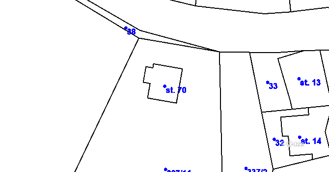 Parcela st. 70 v KÚ Hodonín u Nasavrk, Katastrální mapa