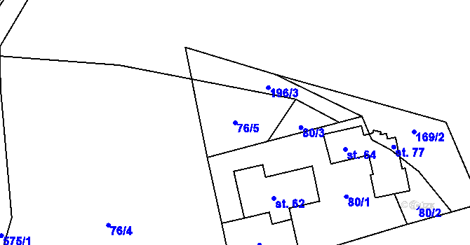 Parcela st. 76/5 v KÚ Hodonín u Nasavrk, Katastrální mapa
