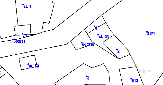 Parcela st. 562/15 v KÚ Hodonín u Nasavrk, Katastrální mapa