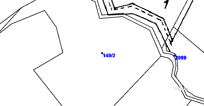 Parcela st. 149/2 v KÚ Hodonín u Nasavrk, Katastrální mapa