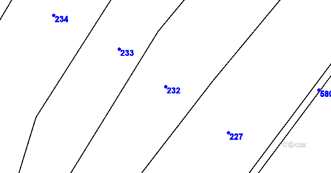 Parcela st. 232 v KÚ Hodonín u Nasavrk, Katastrální mapa