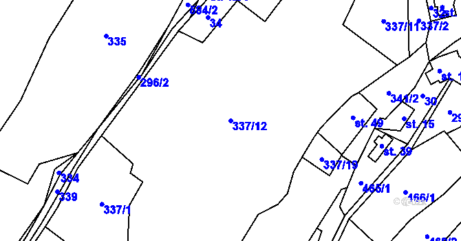 Parcela st. 337/12 v KÚ Hodonín u Nasavrk, Katastrální mapa