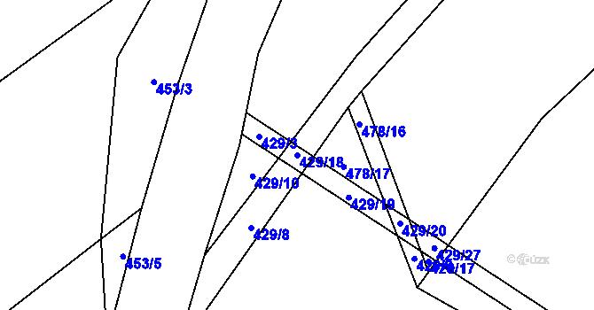 Parcela st. 429/18 v KÚ Hodonín u Nasavrk, Katastrální mapa