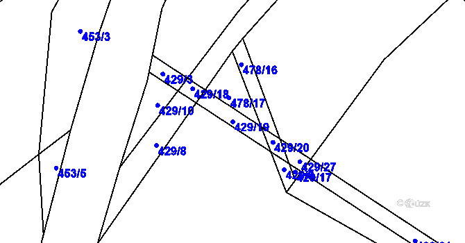 Parcela st. 429/19 v KÚ Hodonín u Nasavrk, Katastrální mapa