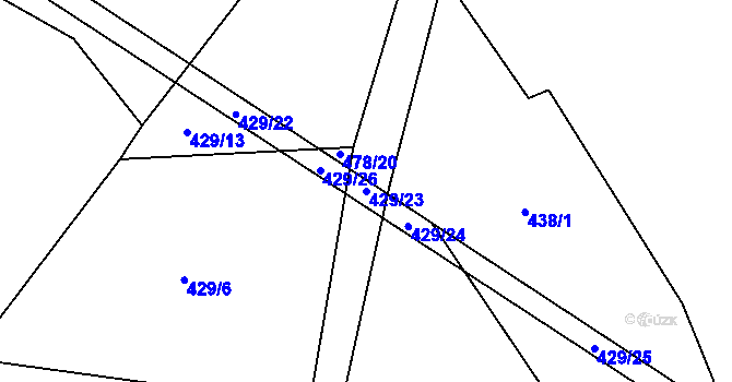 Parcela st. 429/23 v KÚ Hodonín u Nasavrk, Katastrální mapa