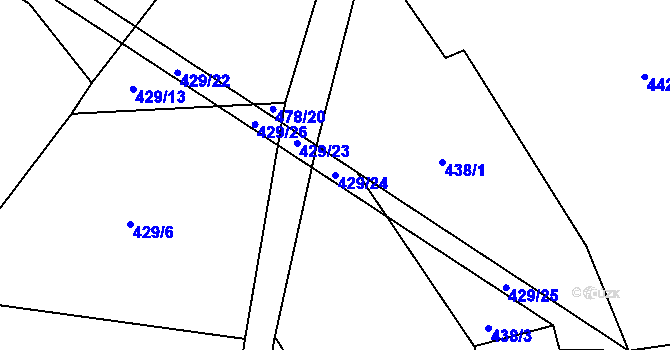 Parcela st. 429/24 v KÚ Hodonín u Nasavrk, Katastrální mapa