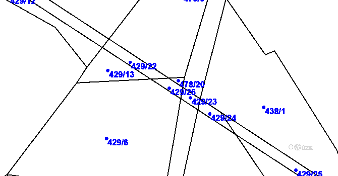 Parcela st. 429/26 v KÚ Hodonín u Nasavrk, Katastrální mapa