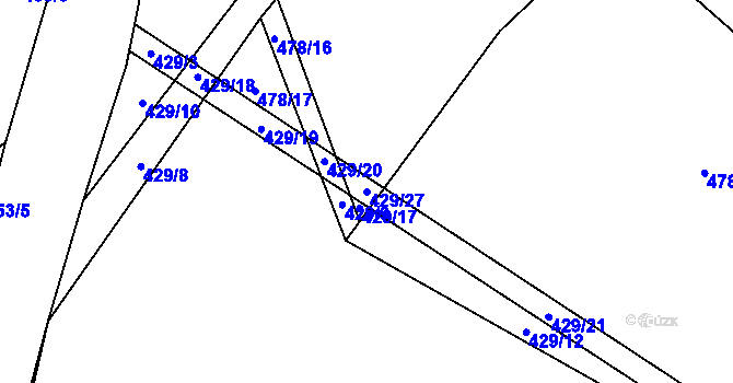 Parcela st. 429/27 v KÚ Hodonín u Nasavrk, Katastrální mapa