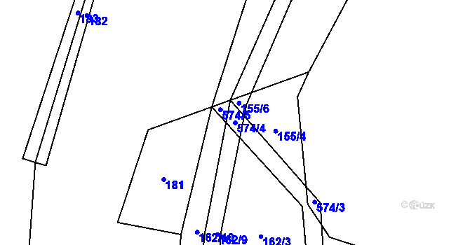 Parcela st. 574/4 v KÚ Hodonín u Nasavrk, Katastrální mapa