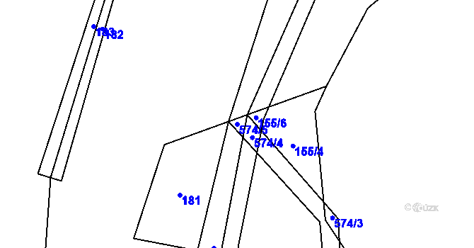 Parcela st. 574/5 v KÚ Hodonín u Nasavrk, Katastrální mapa