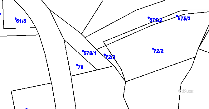 Parcela st. 72/3 v KÚ Hodonín u Nasavrk, Katastrální mapa