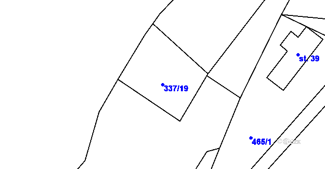 Parcela st. 337/19 v KÚ Hodonín u Nasavrk, Katastrální mapa