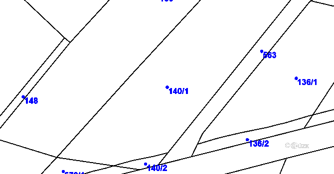 Parcela st. 140/1 v KÚ Hodonín u Nasavrk, Katastrální mapa
