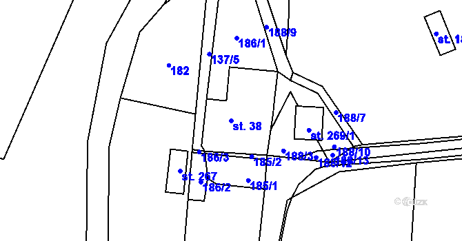 Parcela st. 38 v KÚ České Libchavy, Katastrální mapa