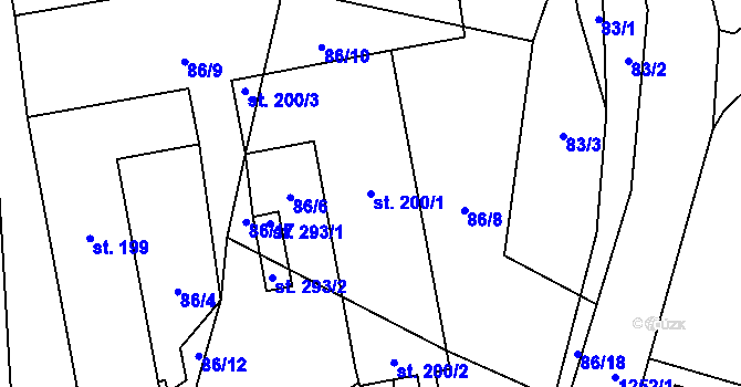 Parcela st. 200/1 v KÚ České Libchavy, Katastrální mapa